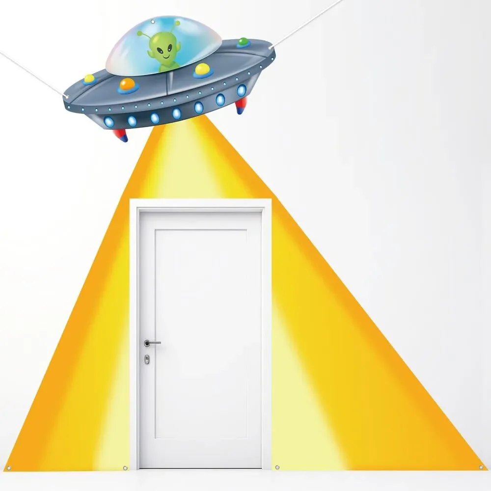 3Pcs Alien Party Decorations UFO Door Banner Alien Birthday Decorations